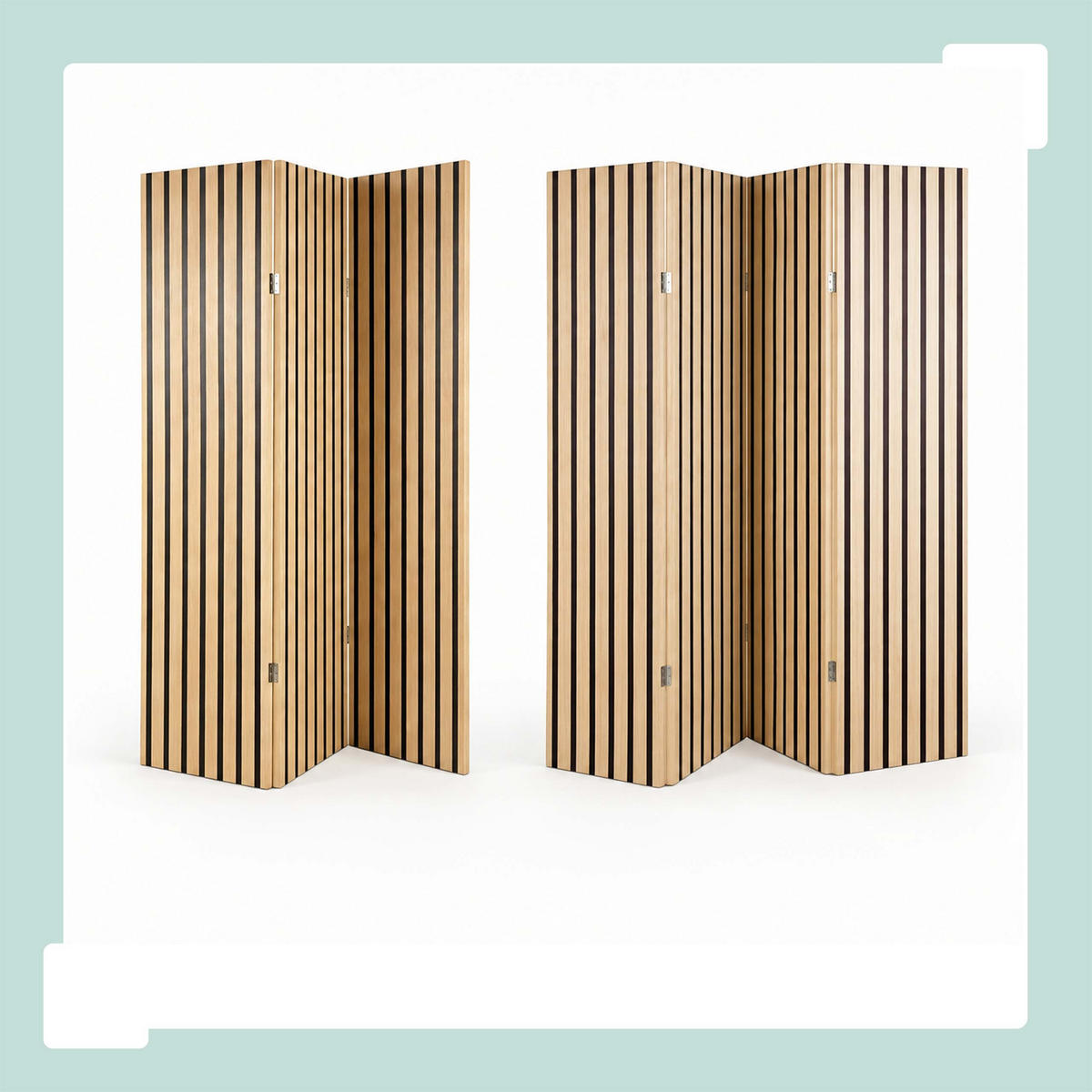 PARAVÁN Přírodní Černá 3-dílný - světle hnědá, dřevo/textil (120/170/2cm) - Relaxdays