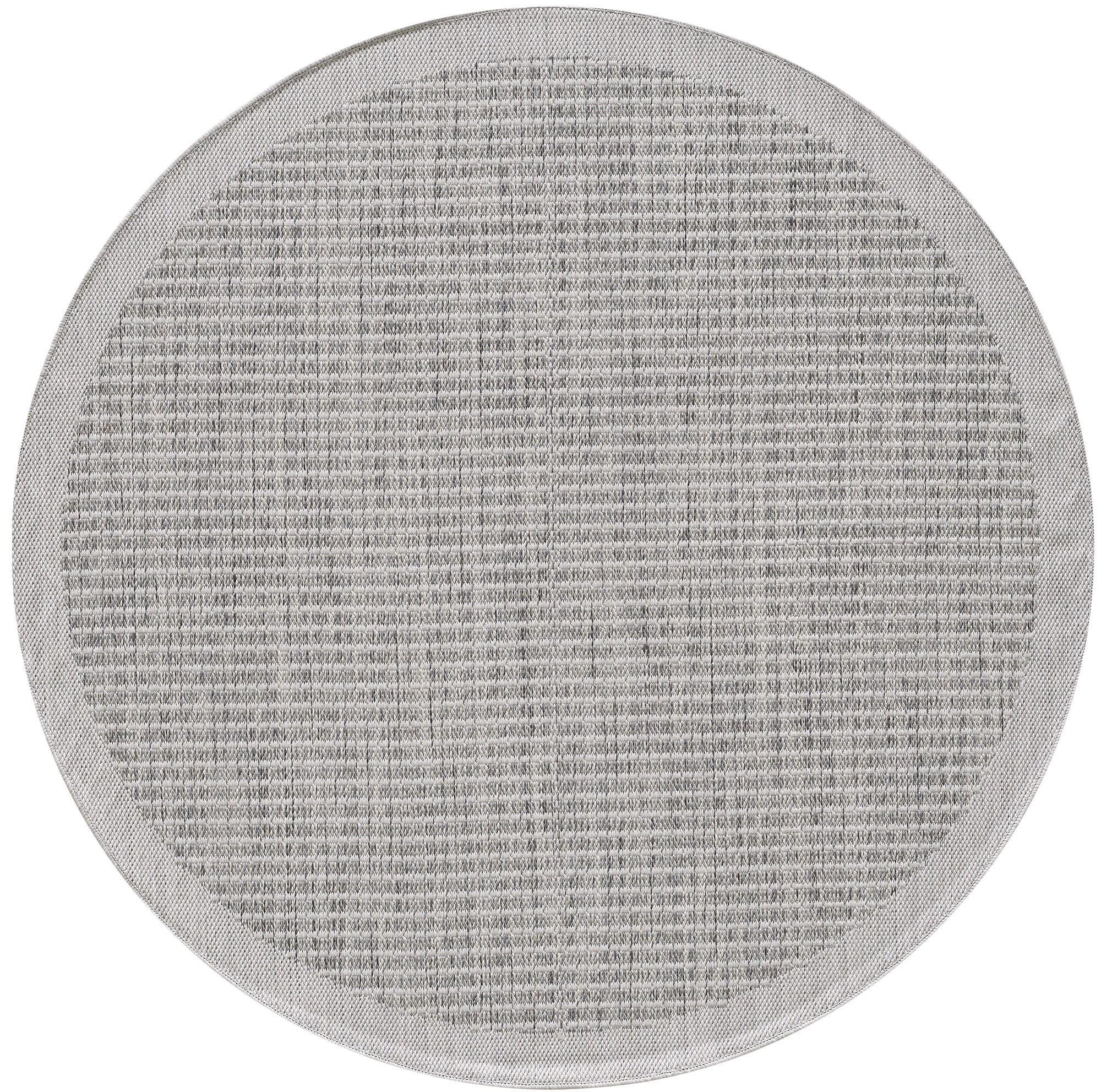 TEPPICH Outdoor Flachgewebe Uni-Farbe Polypropylen Balkon Grau Rund 200x200 - Grau, Textil (200/200cm) - KADIMA DESIGN