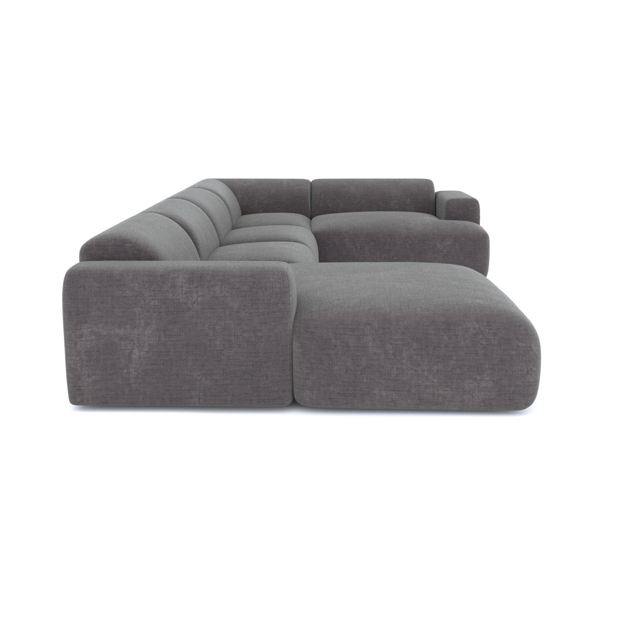WOHNLANDSCHAFT Texturierter Samt Grau 354cm - Grau, Textil (354/73/164cm) - Sia Home