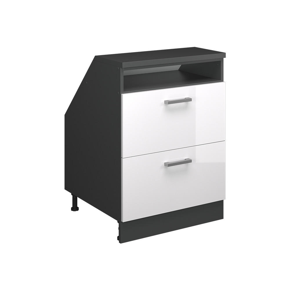 DULAP MANSARDA Rion Alb lucios ridicat 60x81.6 cm cu 2 sertare, corp dulap adancime 60 cm