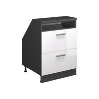 KUHINJSKI ORMAR ZA KOSINE KROVA R-Line Sjajna Bijela 60 cm s 2 ladice, korpus ormara dubine 60 cm - bijela visoki sjaj/antracit, drvni materijal (60/83.8/60cm) - Vicco