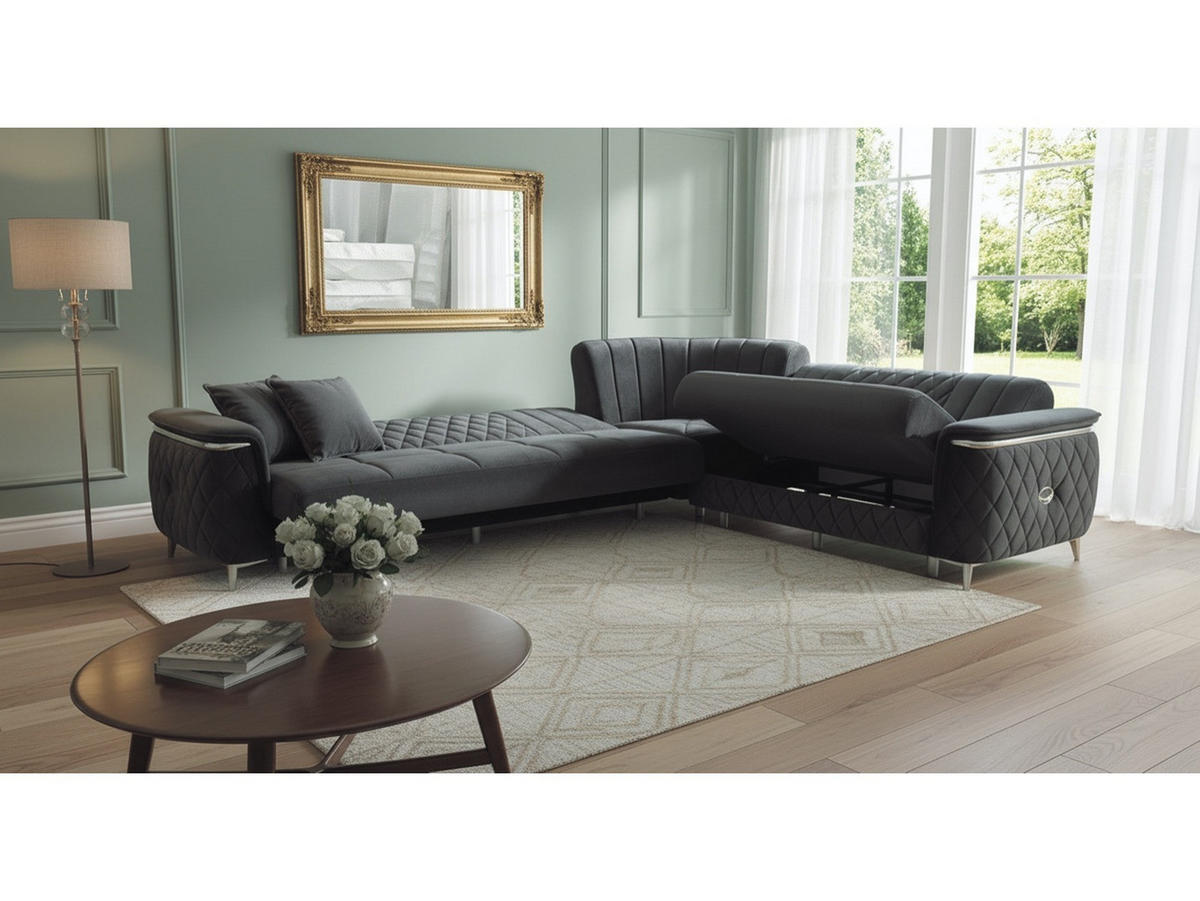 ECKSCHLAFSOFA Pasadena Grau - Langer Schenkel Links - Grau, Holzwerkstoff/Kunststoff (315/245cm) - Villa Möbel