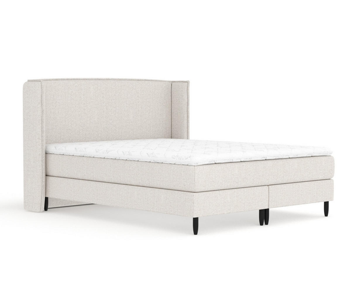 KONTINENTALBETT Ardis Hellbeige 200/200 cm mit Matratze und Topper - Beige/Schwarz, Holz/Holzwerkstoff (200/200cm) - Maison de Reve