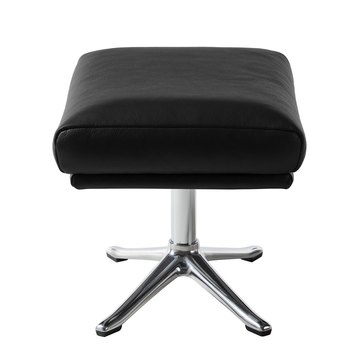 HOCKER mit Kreuzfuß - Chromfarben/Schwarz, Leder/Metall (54/41/41cm) - home24