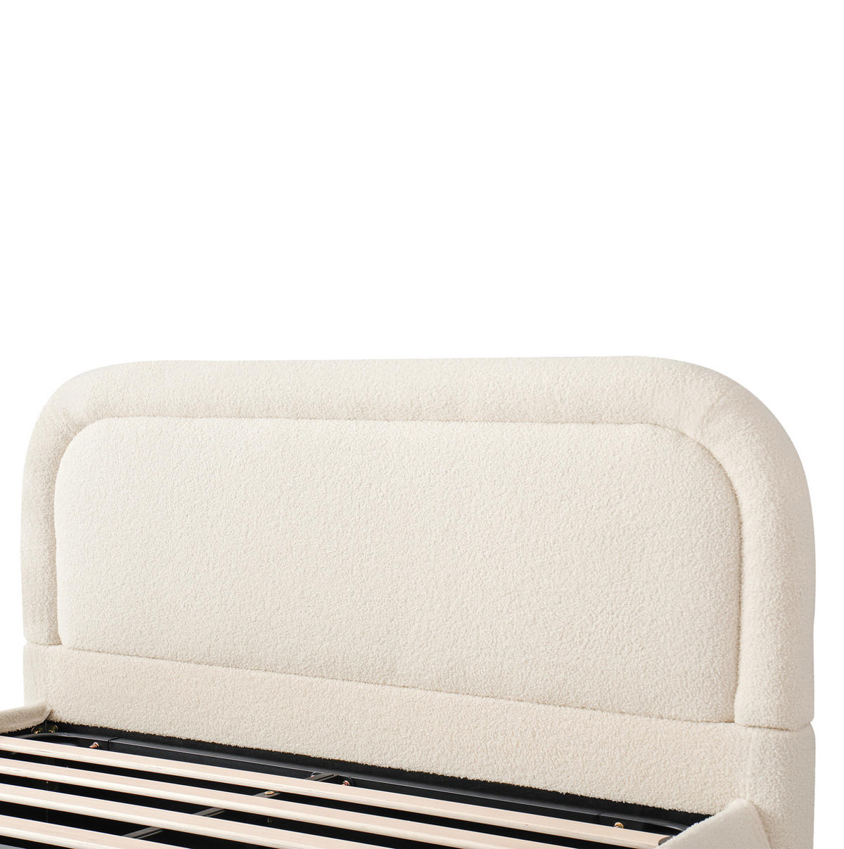 POLSTERBETT aus Bouclé 140x200 cm Beige mit hydraulischem Bettkasten und Lattenrost - Beige, Textil (140/200cm) - Modfu
