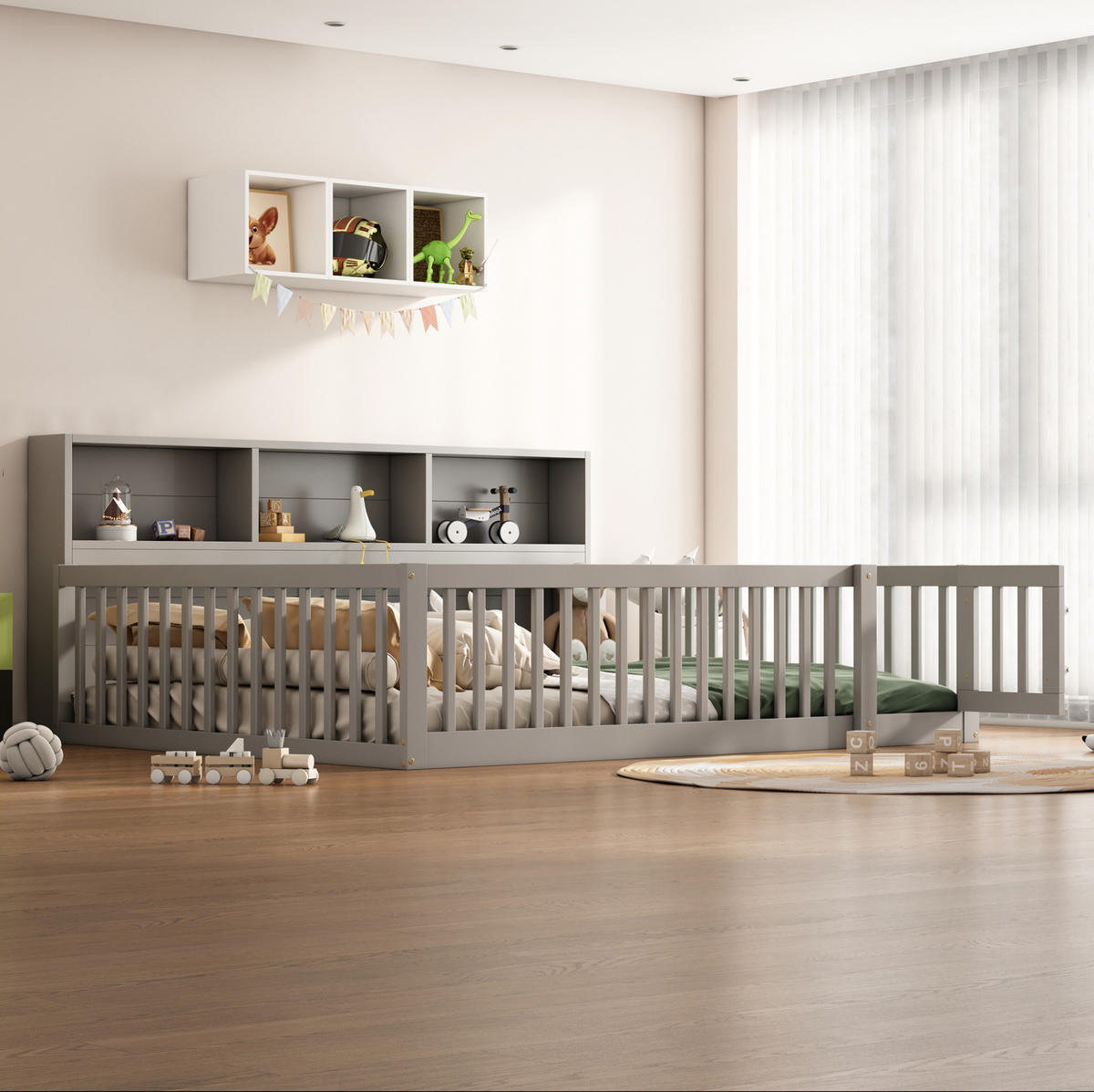 DAYBETT 140/200 cm, Grau mit Staufach und Lattenrost - Grau, Holzwerkstoff (140/200cm) - MIVRAY