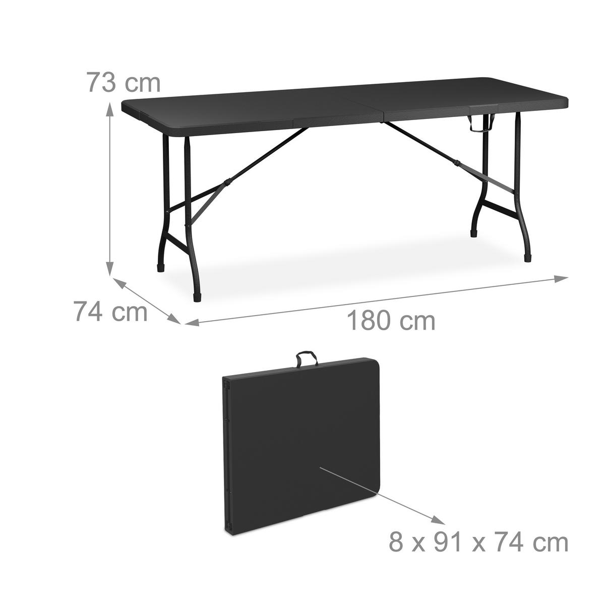 BIERZELTGARNITUR Schwarz 3-tlg.-Set klappbar - Schwarz, Kunststoff/Metall - Relaxdays