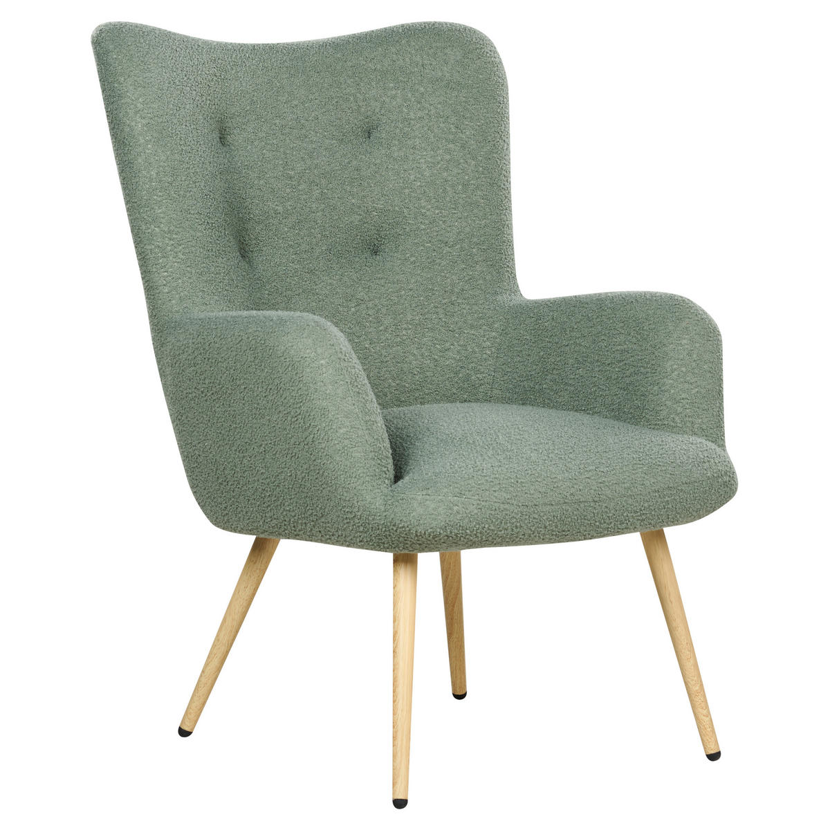 SESSEL Bouclé hellgrün mit Hocker Vejle - Hellbraun/Grün, Textil (67/95/52cm) - Beliani