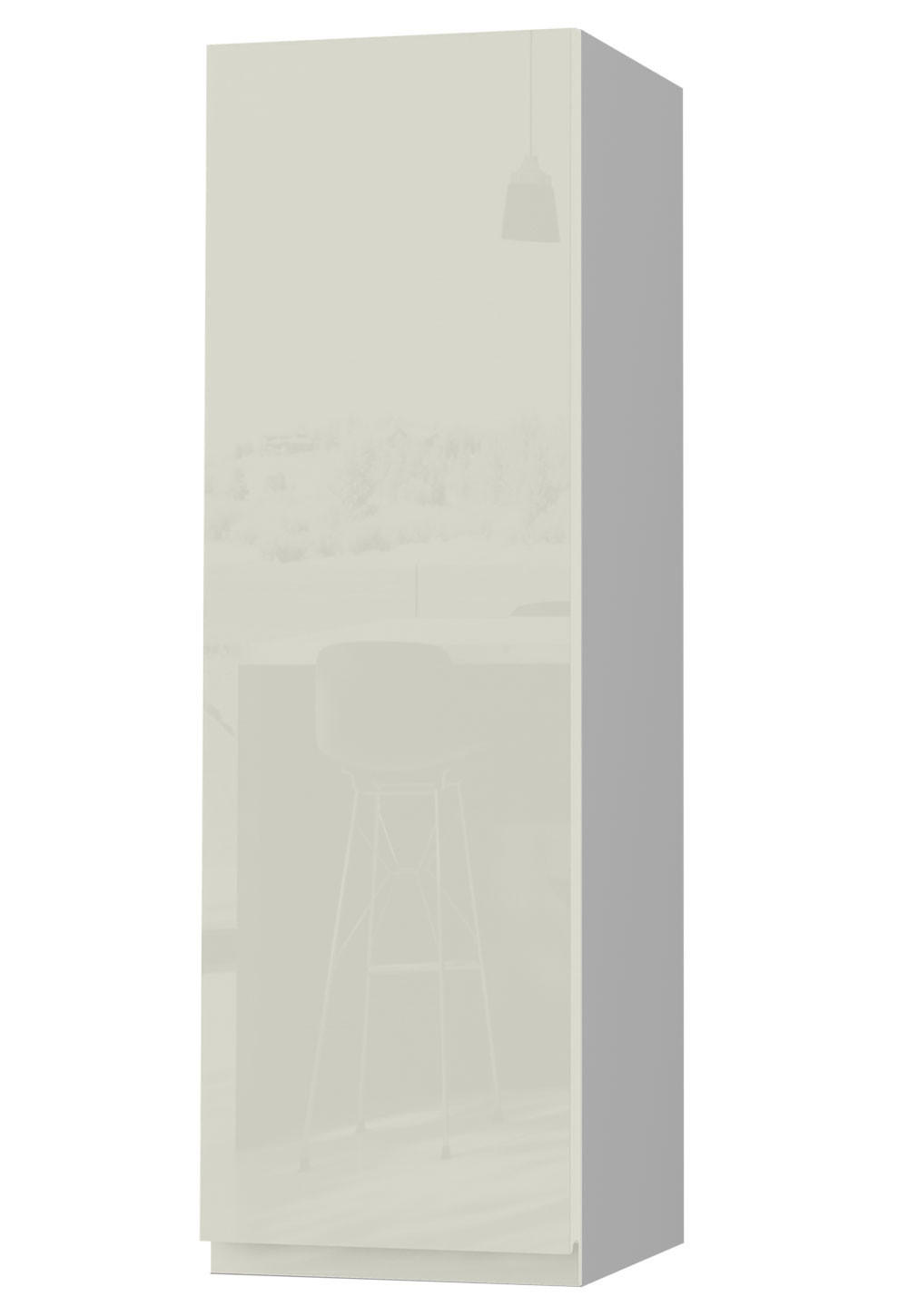 HÄNGESCHRANK Florence W4/30 Grau / RAL 1013 perlweiß HG 30 / 32,5 / 96cm - Türanschlag rechts - Weiß Hochglanz/Grau, Holz/Holzwerkstoff (30/96/32.5cm) - Feldmann-Wohnen