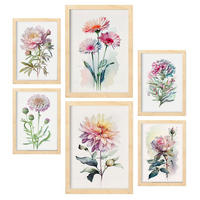 POSTER Set Mit 6 Rosen Vollfarbige Natur Und Botanikdrucke Mit Blumenmotiven Auf Reinweißen Hintergründen A3 & A4 Rahmen Aus Hellem Holz - Beige, Papier (29/3cm) - Nacnic