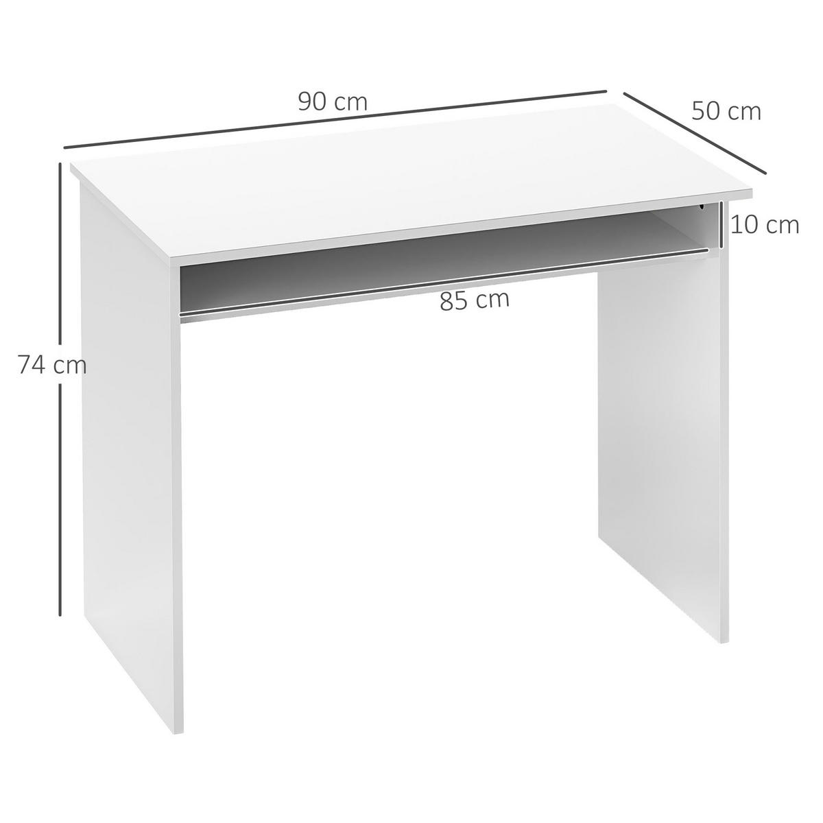COMPUTERTISCH Weiß lackiert mit Ablagefach unter der Tischplatte 90/50/74 cm - Weiß Hochglanz, Holzwerkstoff (50/90/74cm) - PANGIVO