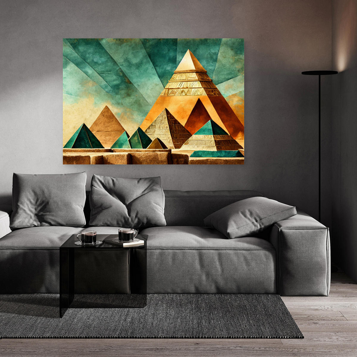 WANDBILD pyramiden ägypten abstrakt - Goldfarben, Textil (60/40cm) - Feeby