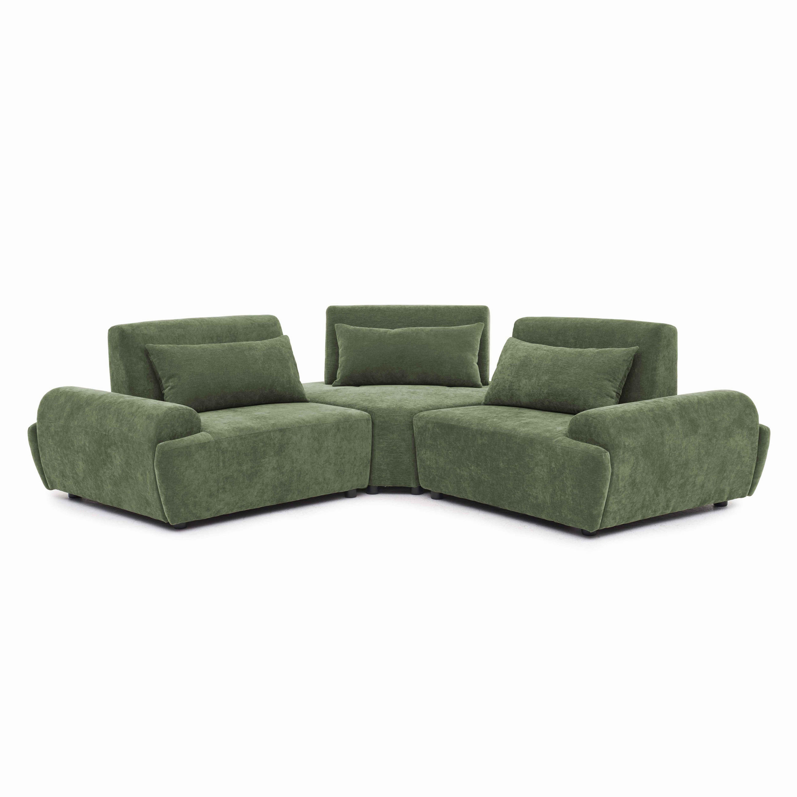 ECKSOFA 3-Sitzer, Grün - Grün, Textil (231/231cm) - Oviala