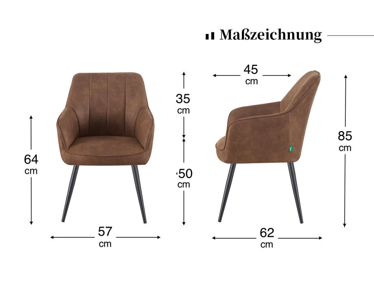 ESSZIMMERSTUHL THOMAS-AMIE 2er-Set 4-Fuss-Gestell - Grau, Textil (57/85/62cm) - DUBI Möbel