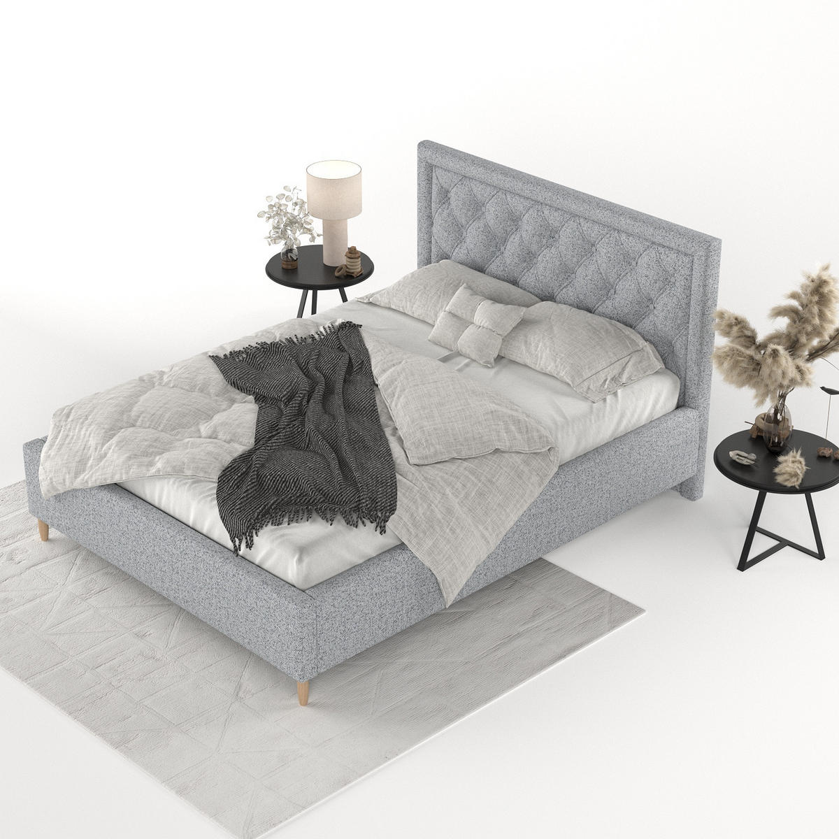 POLSTERBETT Lido 160/200 cm Grau im Riva Stoff - Naturfarben/Grau, Holz/Holzwerkstoff (160/200cm) - AltaBeds