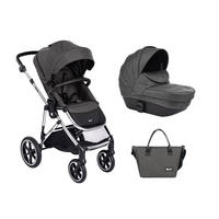 KINDERWAGEN Thea dunkelgrau Babywanne, Wickeltasche, Fußabdeckung, Korb - Grau, Metall (93/58/104cm) - Kikka boo