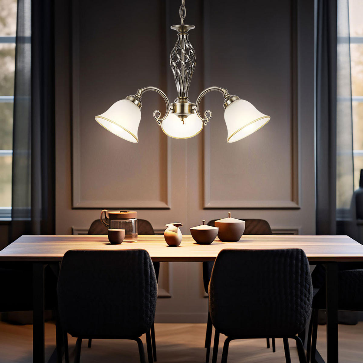 KRONLEUCHTER ODIN Altmessing Messing - Messingfarben, Glas (60/60/120cm) - Globo Lighting
