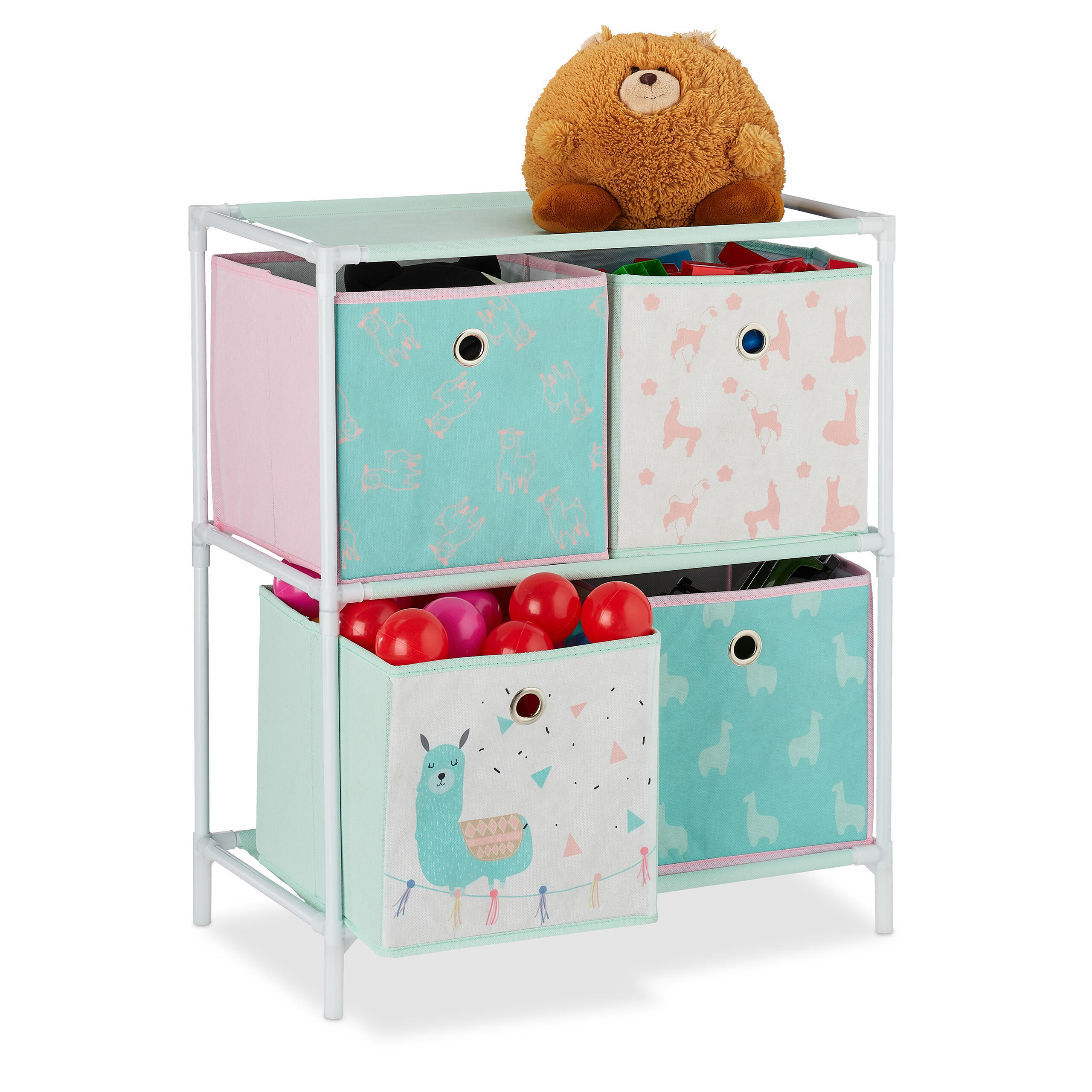 KINDERREGAL Lama - Multicolor, Kunststoff/Textil (53/62/30cm) - Relaxdays
