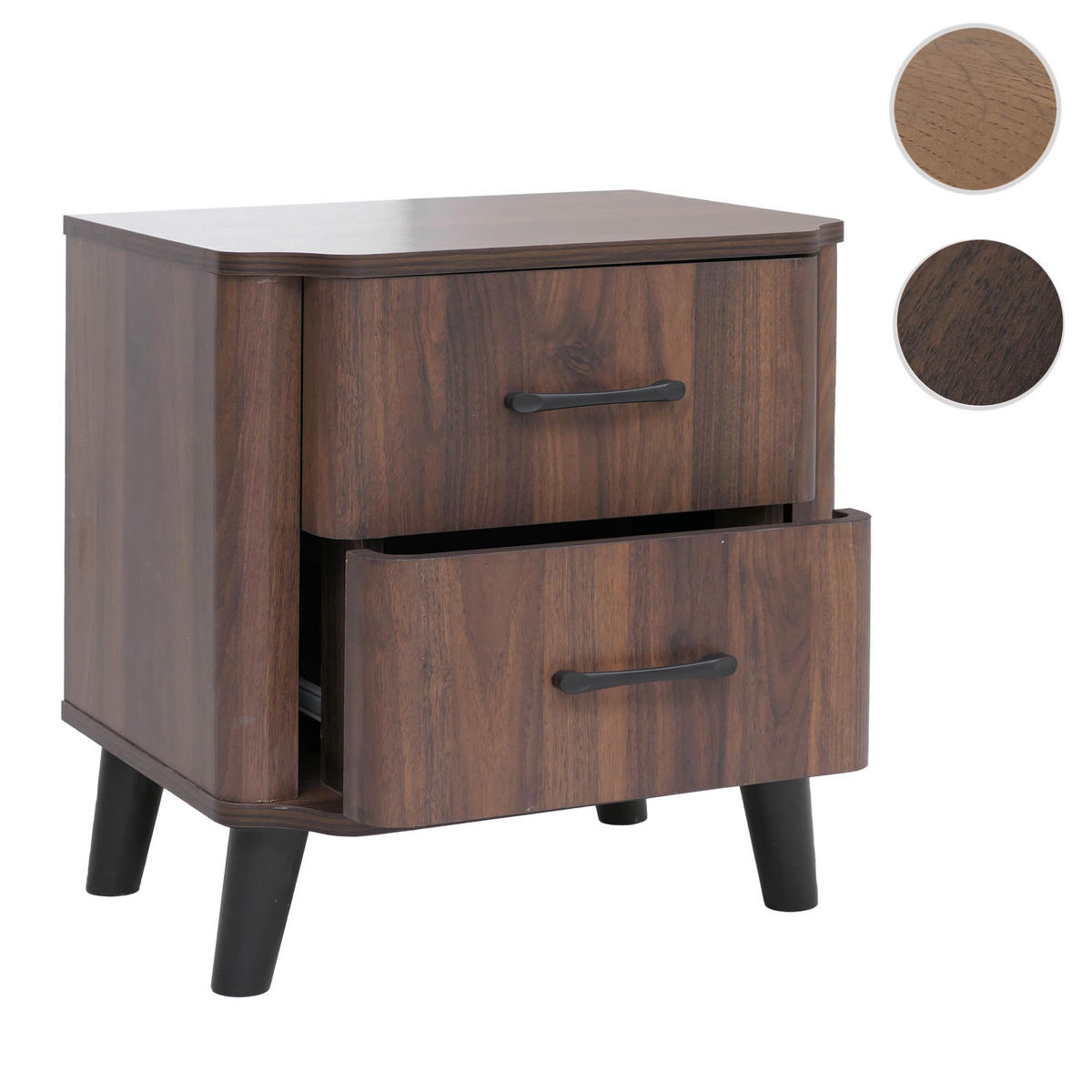 NACHTTISCH organisch Walnuss Dekor - Walnussfarben, Holz (48/50/40cm) - MCW