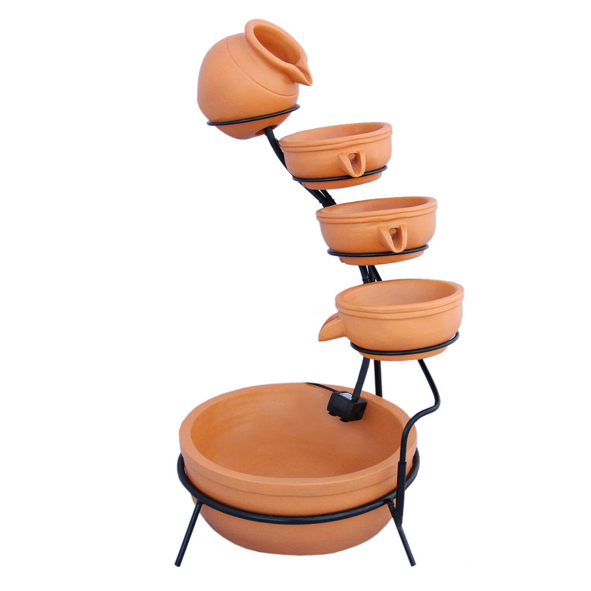 KASKADENBRUNNEN Solar mit Akku - Terracotta - Terra cotta, Kunststoff (50/44/1cm) - Monstershop