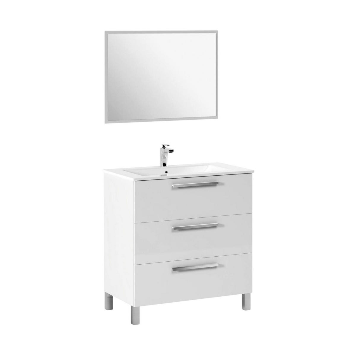 BADEZIMMERMÖBEL Glänzendes Weiß 86/80/45 cm - Weiß, Holzwerkstoff (80/45/86cm) - DMORA