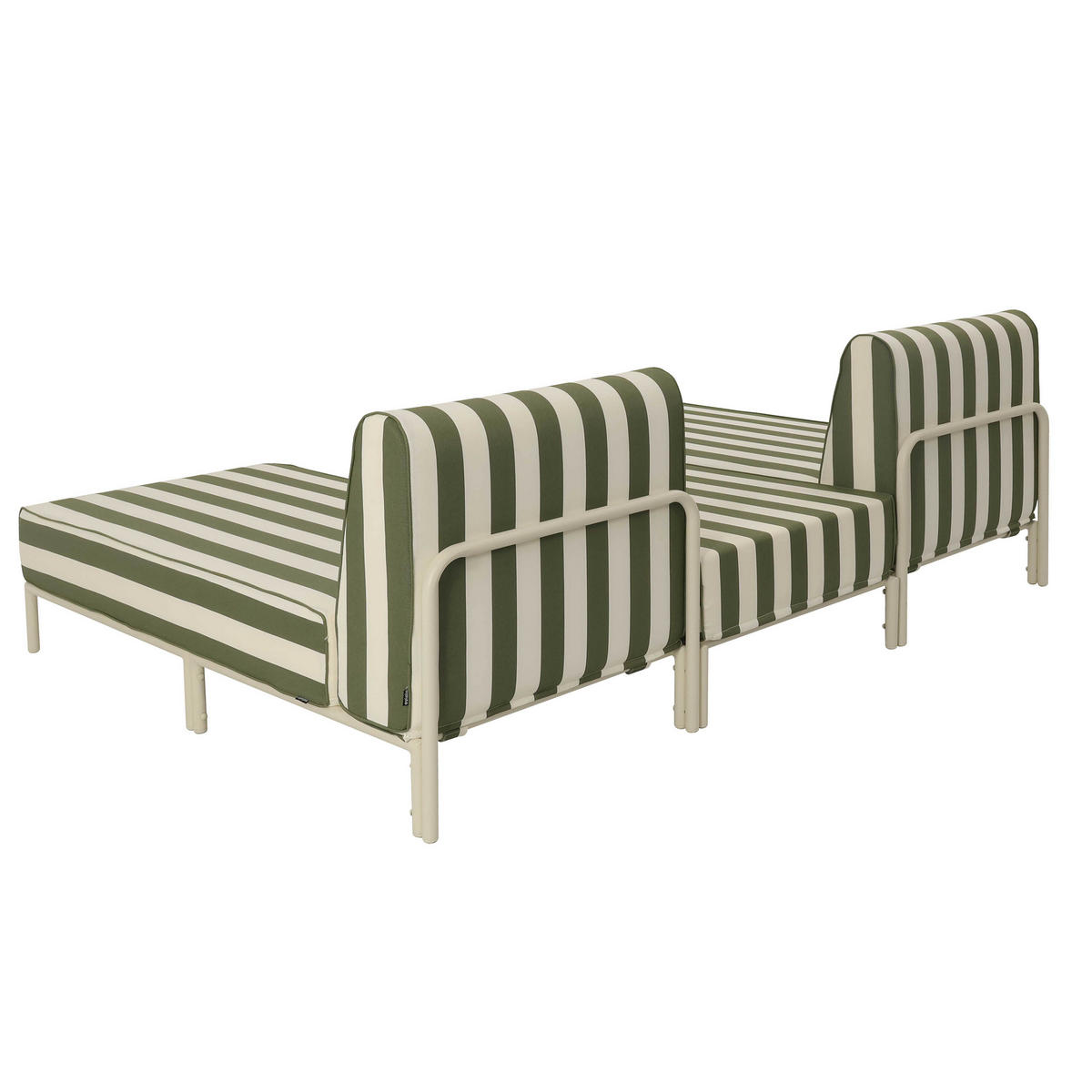 GARTENSOFA mit 3 Sitzplätzen, Khakigrün - Grün, Textil (128/78/144cm) - Oviala