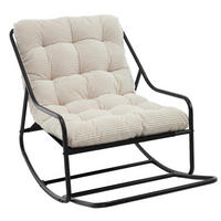 SCHAUKELSTUHL,SCHAUKELSESSEL mit Fußstütze, gepolstertem Kissen,Cord,Weiß - Weiß, Metall (75/82/116cm) - LVHOM