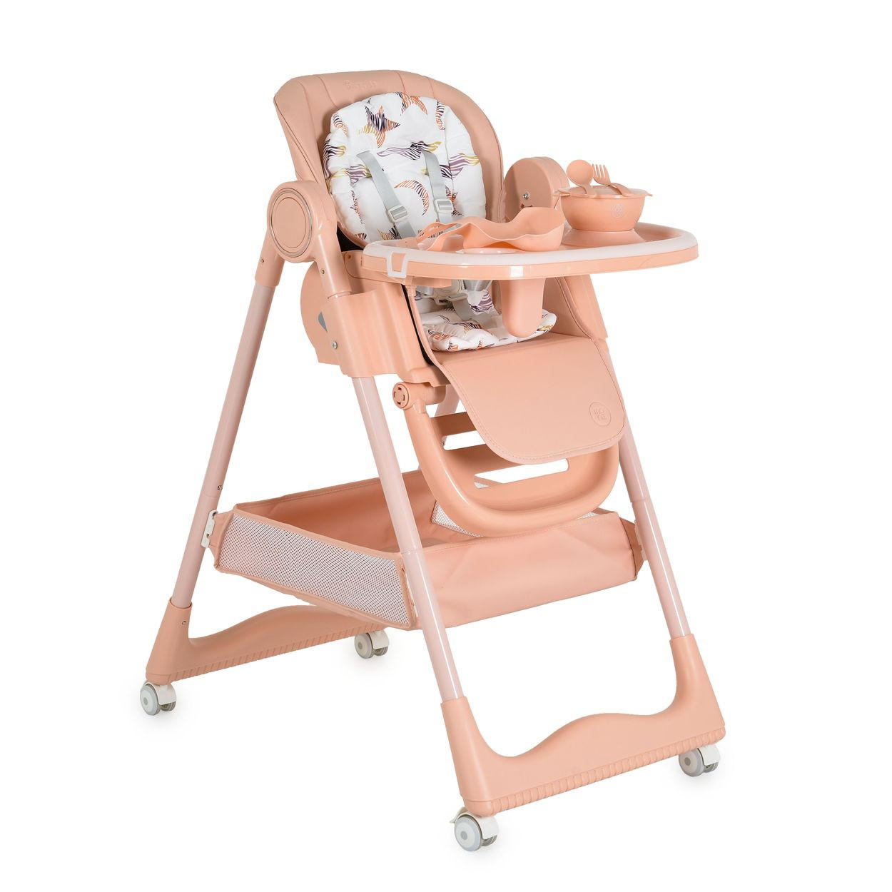 HOCHSTUHL Surprise faltbar rosa Lätzchen Schüssel Löffel Gabel Räder Korb - Pink/Rosa, Metall (52/90/86cm) - Moni