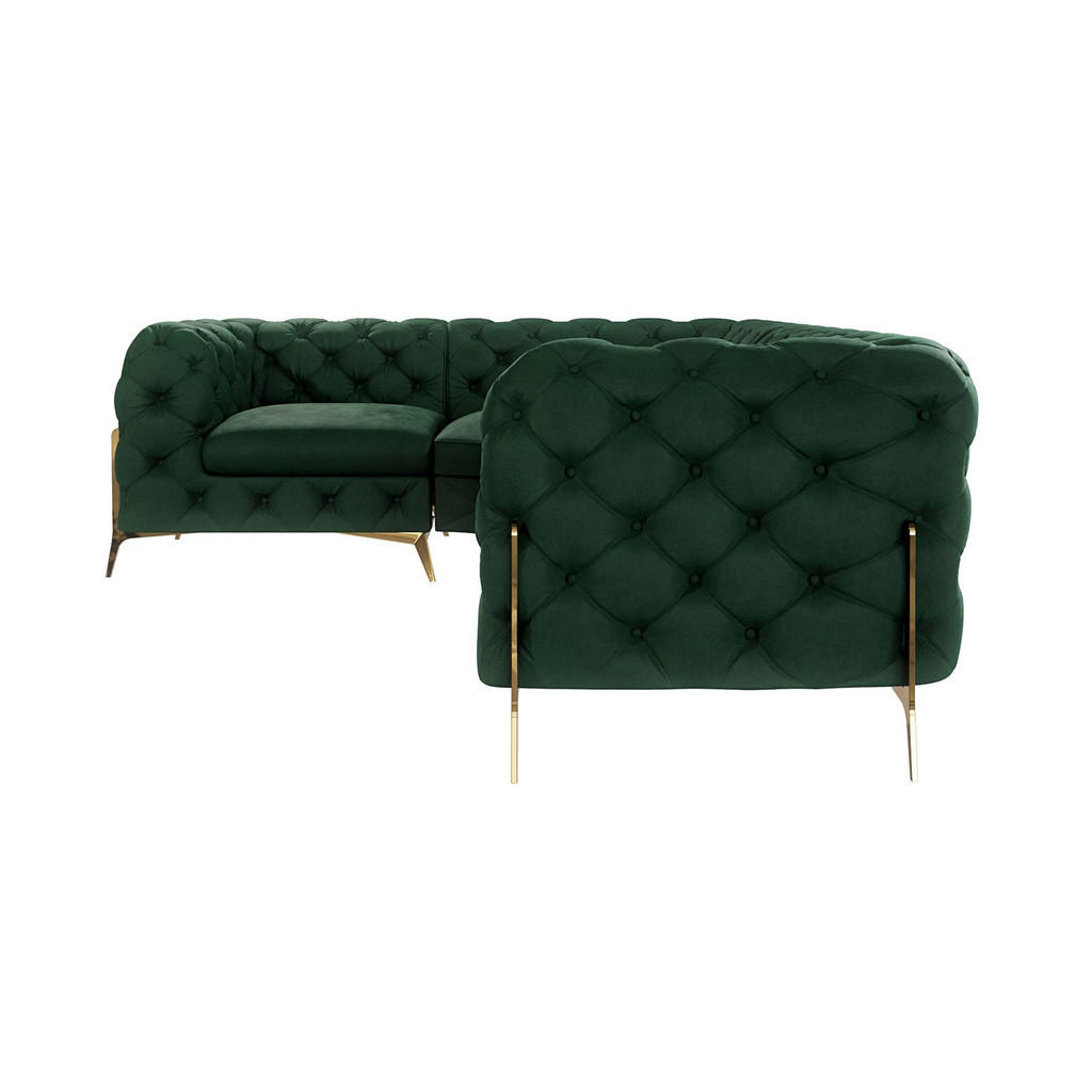 Thumbnail - S-Style Möbel Ecksofa, Smaragdgrün, Textil, Echtholz,Buche, Birke, 5-Sitzer, Füllung: Polyetherschaumkern, Eckteil, L-Fo...