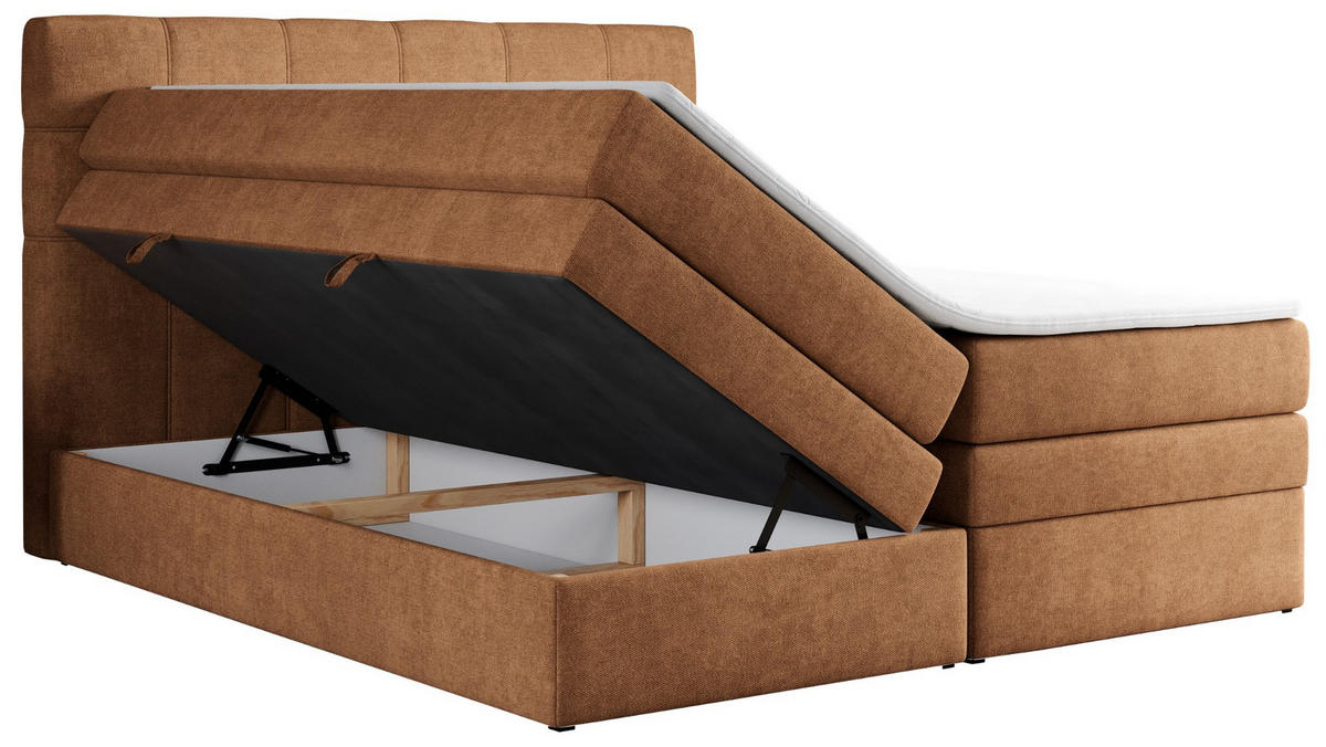 BOXSPRINGBETT ERNI KING 160/200 Orange Struktur - H3 - Orange, Holz/Textil (160/200cm) - MKS