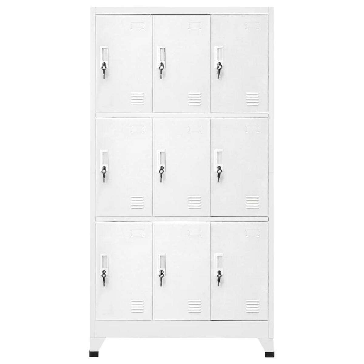SCHLIESSFACHSCHRANK mit 9 Schließfächern, 90/45/180 cm, aus Stahl, in Grau - Grau, Metall (90/180/45cm) - vidaXL