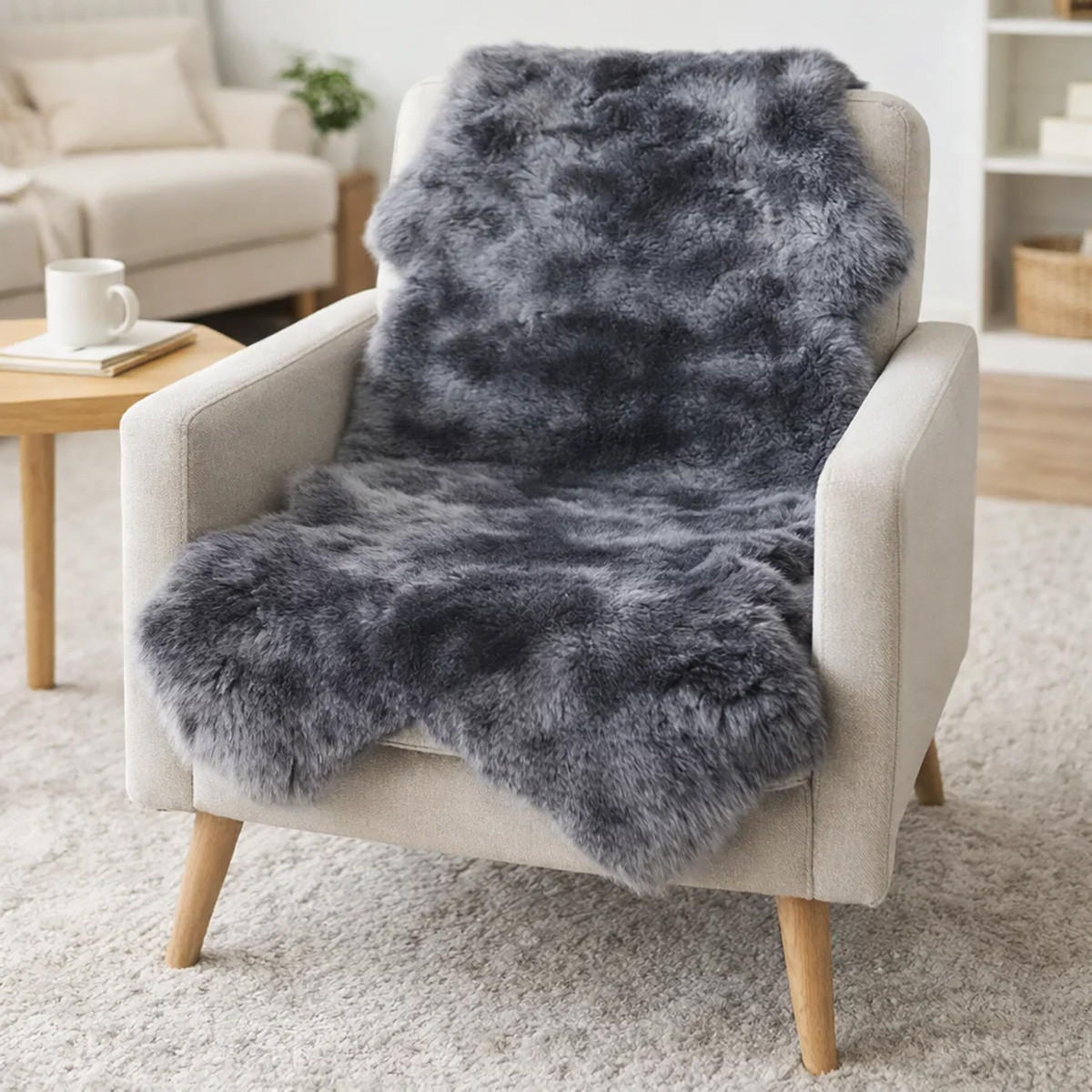 FELL Merino Lammfell Schaffell Grau ca. 125 cm - Grau, Fell (75/125cm) - Provellus