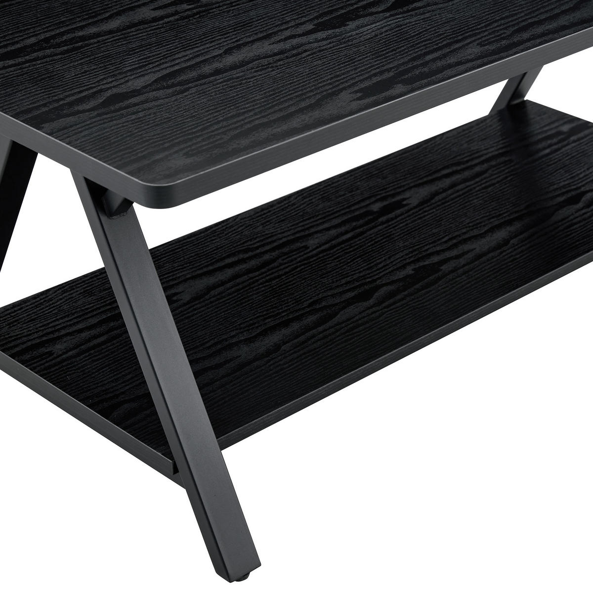 COUCHTISCH DE-37377 rechteckig mit Stauraum und X-Gestell Schwarz - Schwarz, Holzwerkstoff (110/57/44.5cm) - ComfortXL