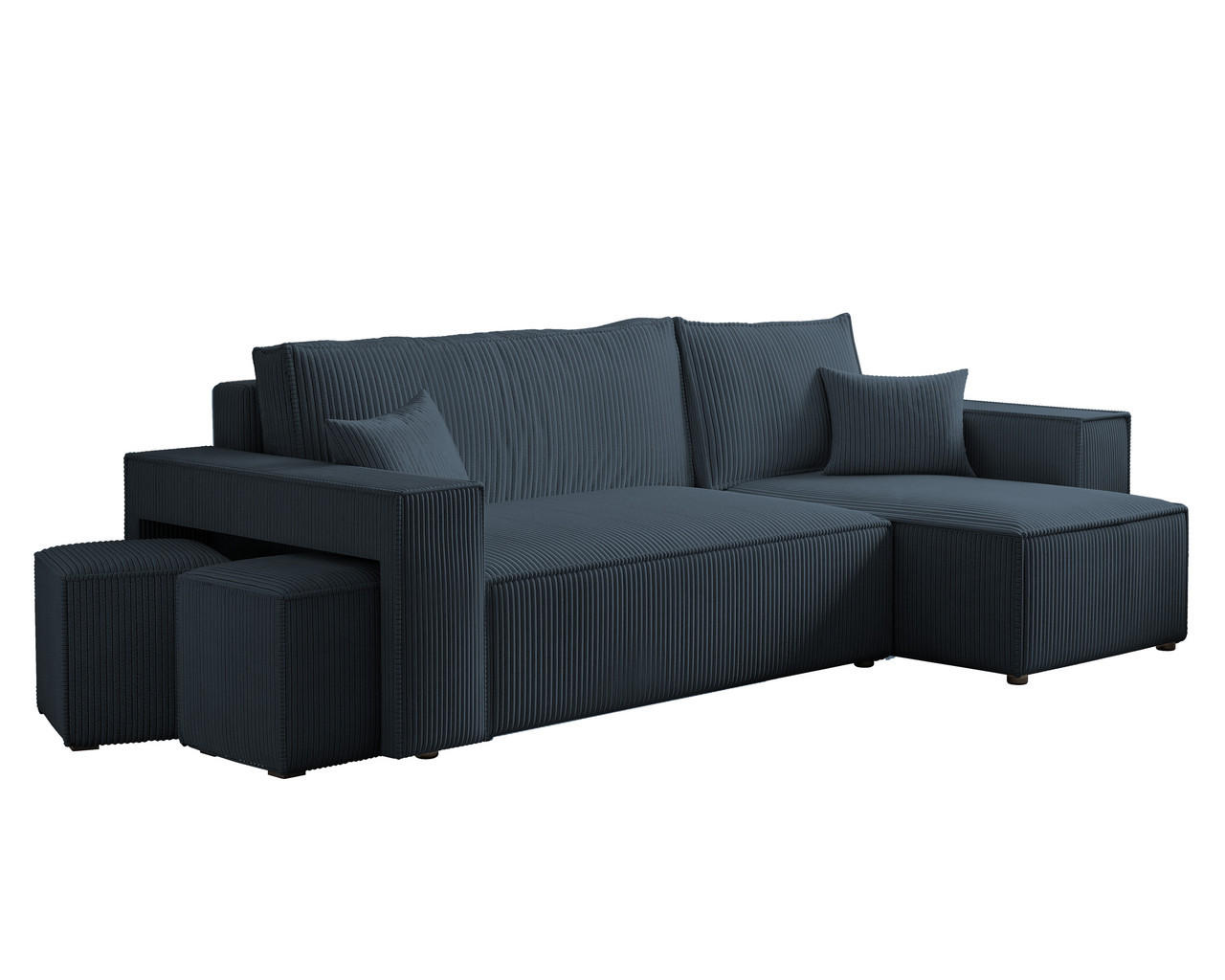 ECKSOFA PARIS mit Schlaffunktion und Bettkasten Marineblau - Dunkelblau, Holzwerkstoff/Kunststoff (262/145cm) - Idohome