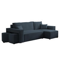 ECKSOFA PARIS mit Schlaffunktion und Bettkasten Marineblau - Dunkelblau, Holzwerkstoff/Kunststoff (262/145cm) - Idohome