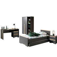 KINDERZIMMER komplett Set 7-tlg. Kariotta 12 Anthrazit Griffe Massivholz - Anthrazit, Holzwerkstoff (788/1/441cm) - 58aufmkessel