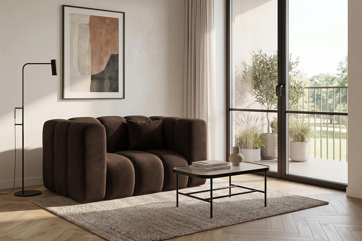 KŘESLO Modulární, Moderní Design, Sametová Látka Riviera, Čokoládové, GRAND - barva mokka, dřevo (137/70/89cm) - Kaiser Möbel