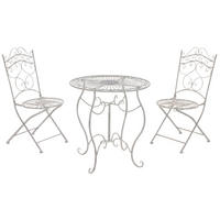 BALKONSET Bistroset Fuver Metall Weiß 2 Personen - Weiß, Metall - DELUKE