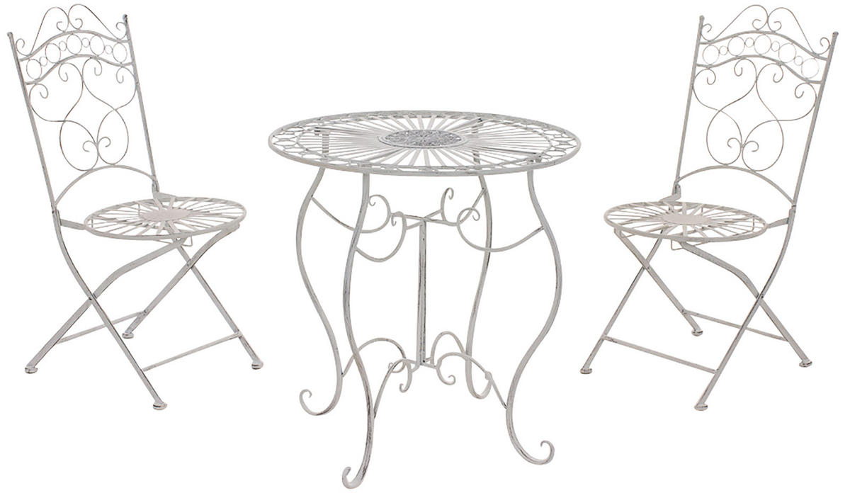 BALKONSET Bistroset Fuver Metall Weiß 2 Personen - Weiß, Metall - DELUKE