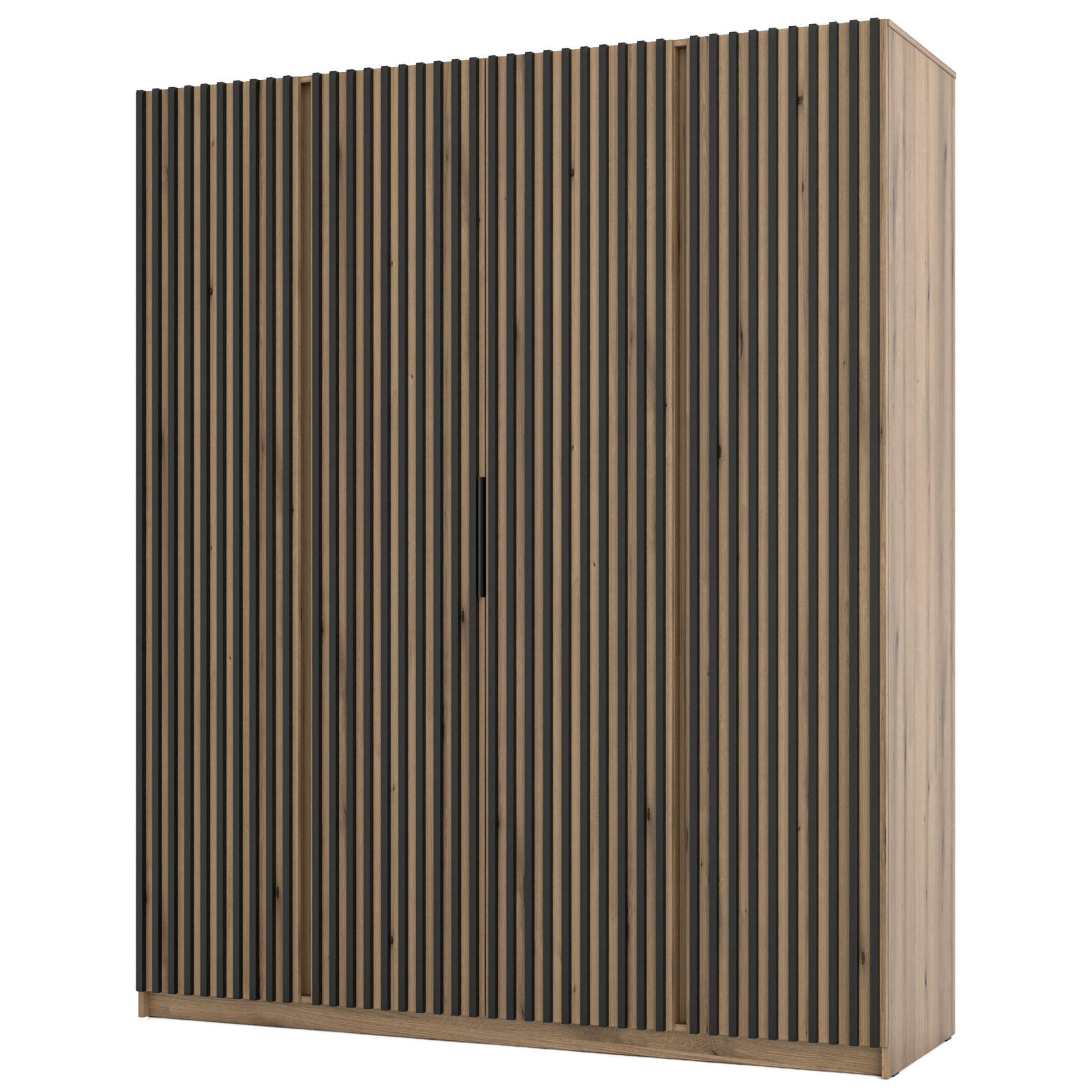 KLEIDERSCHRANK Kaja Eiche Evoke 200 cm - Eichefarben/Schwarz, Holzwerkstoff/Metall (200/239/61.9cm) - Selsey