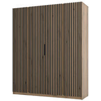 KLEIDERSCHRANK Kaja Eiche Evoke 200 cm - Eichefarben/Schwarz, Holzwerkstoff/Metall (200/239/61.9cm) - Selsey
