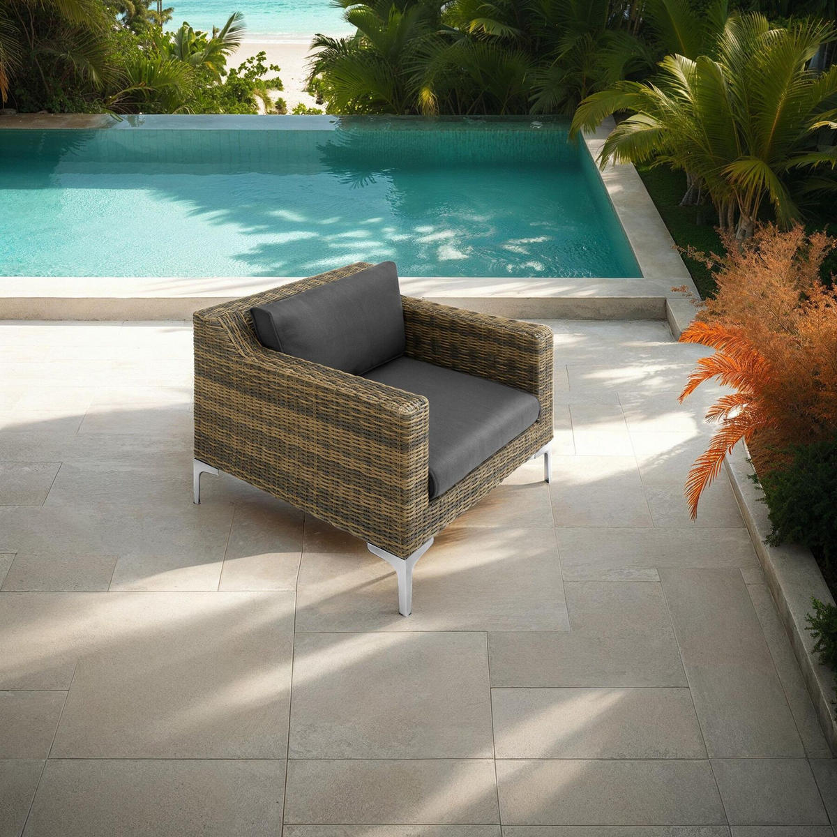 GARTEN-LOUNGE-SET Villanova,85 x 89 x 72 cm,anthrazit-meliert - Anthrazit, Kunststoff - tectake