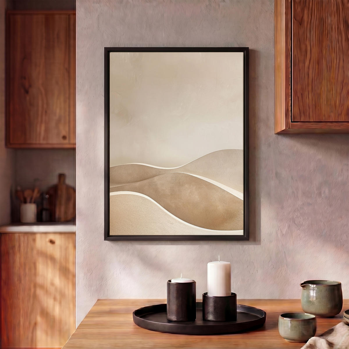 LEINWAND Bilder mit Rahmen - Beige - Natur - Abstrakt - Modern - 30x40 - Beige, Textil (30/40cm) - MuchoWow
