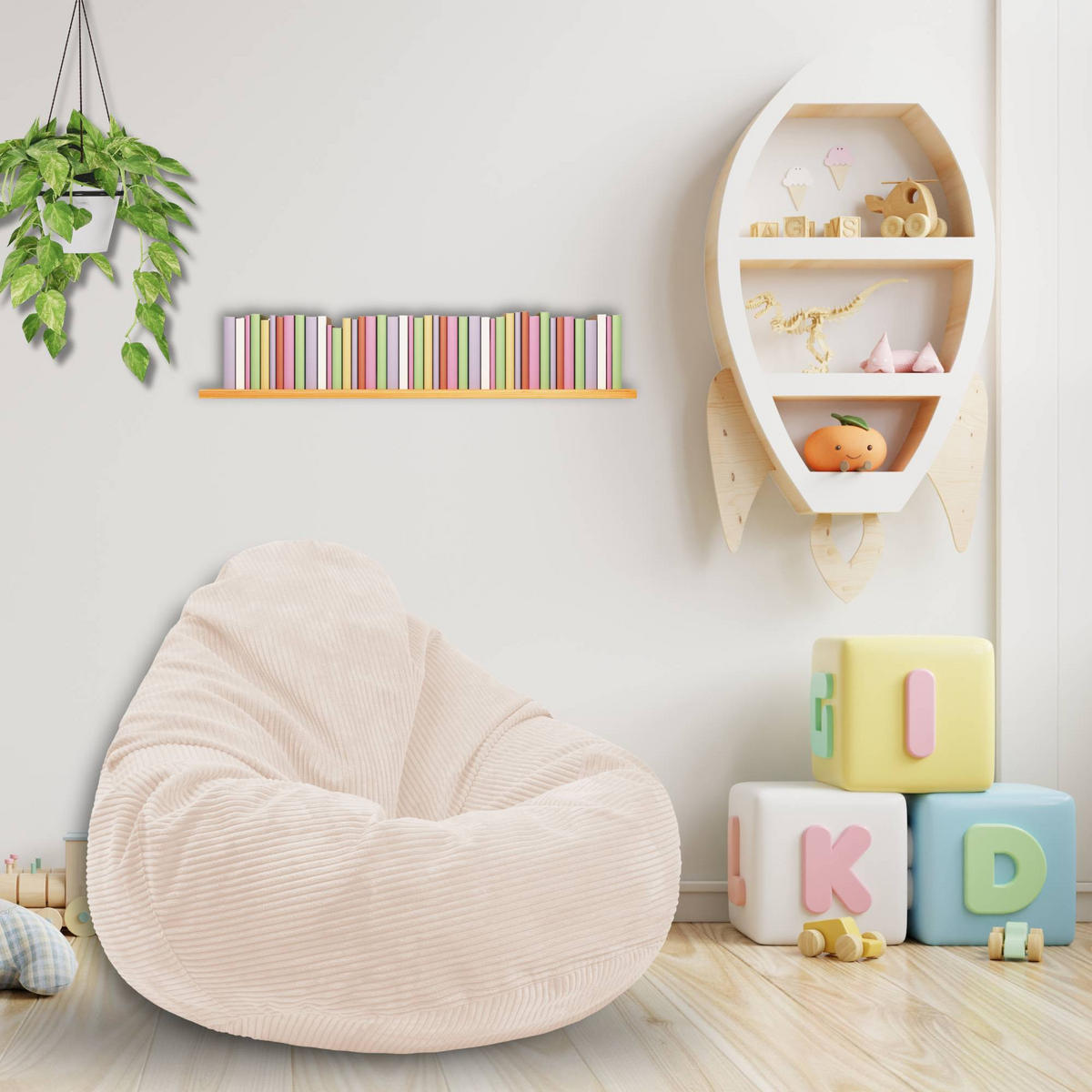 SITZSACK PARADISE MIT FUßSTÜTZE Kordsamt 2-tlg Vanilla Ice S - Beige, Textil (70/70/70cm) - Dreamroots