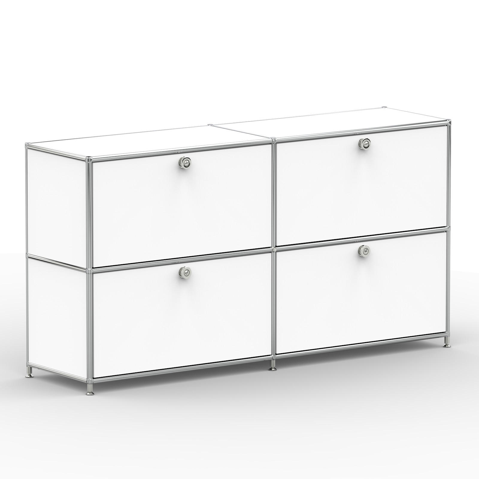 AKTENSCHRANK, 4 Klappen & Schloss, Breite 152 cm, Signalweiß - Chromfarben/Silberfarben, Metall (40/80.5/152.2cm) - Versee