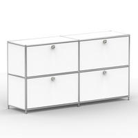 AKTENSCHRANK, 4 Klappen & Schloss, Breite 152 cm, Signalweiß - Chromfarben/Silberfarben, Metall (40/80.5/152.2cm) - Versee