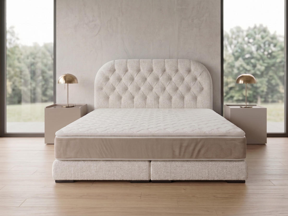 POLSTERBETT LEON4 100x 200 cm Farbe: Creme - Creme, Textil (100/200cm) - A&J MöbelLand