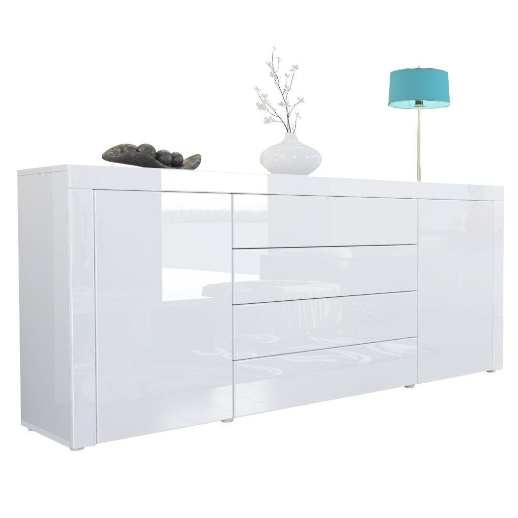 Vladon Sideboard Weiß Hochglanz 167x72x35 cm