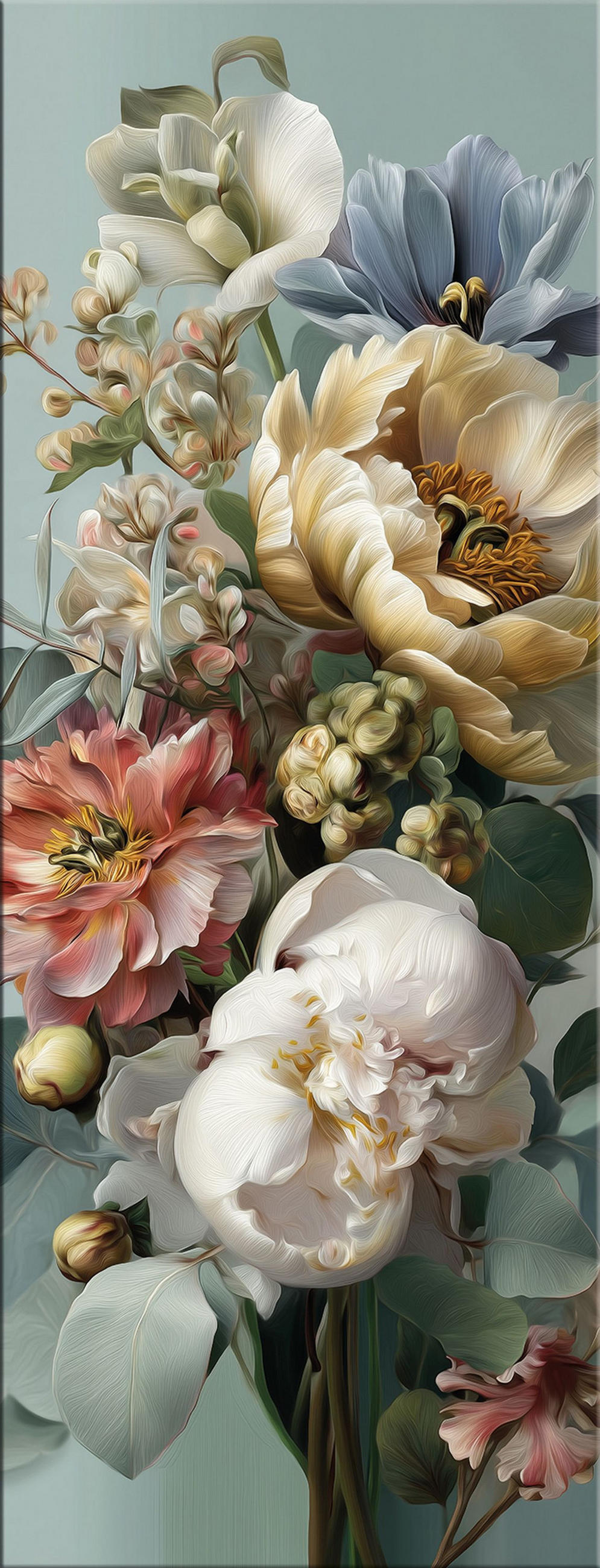 GLASBILD 30x80 cm Blumen Vintage - Beige, Glas (30/80cm) - artissimo