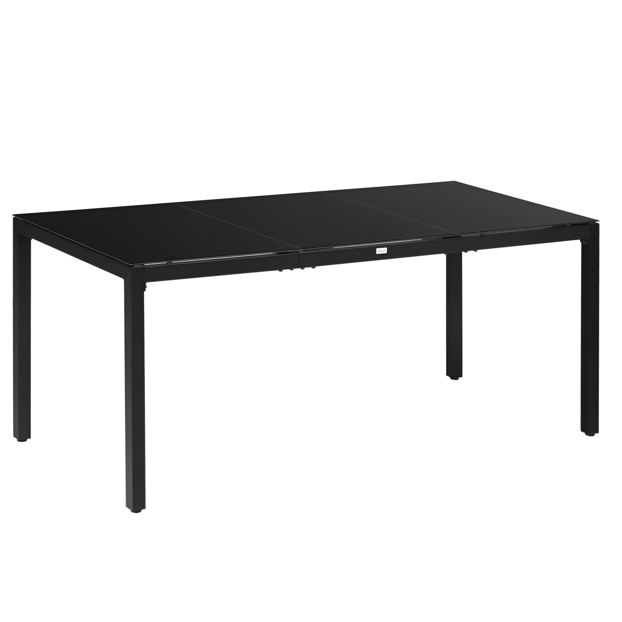 GARTENTISCH DE-14084 rechteckig 180x80 cm, gehärtetes Glas Schwarz - Schwarz, Metall (180/80/72cm) - ComfortXL